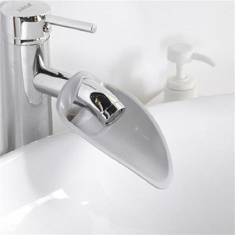 Wasserhahnverlängerung, Auslaufverlängerung, Spülbeckenaufsatz, Silikon-Wasserhahnverlängerung zum Händewaschen, Spülbeckengriffverlängerung, grau. (1/5)