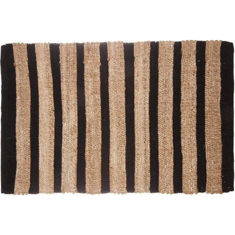 Tapis Jute Éthnique Rectangulaire avec Rayures 60x90 cm - Noir - SILUMEN