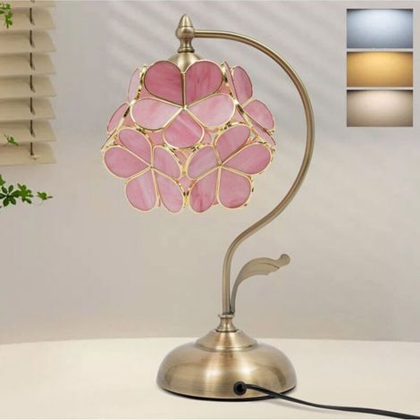 Tischleuchte aus Buntglas in Form einer Blume, Nachtlicht, Nachttischlampe, für Schlaf- oder Wohnzimmer - 3 Farbvarianten (3000 K/4000 K/6000 K) - EU-Stecker. (1/4)