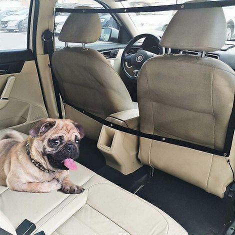 Autobarrière voor honden - Autoscheidingsnet met verstelbaar touw en haak - Geschikt voor SUV's en kleine auto's (115 cm x 62 cm) (1/5)