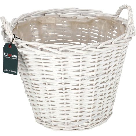 KOTARBAU® Panier Osier - Cache Pot Plante Intérieur - ⌀ 38 cm - Corbeille Osier Ronde - Panier Plante - Pot de Fleur Tressé - Blanc - Rustique (1/5)