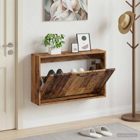 vidaXL Wall-Mounted Shoe Cabinet HOORN 71 x 17 x 43 cm Engineered Wood (1/5)