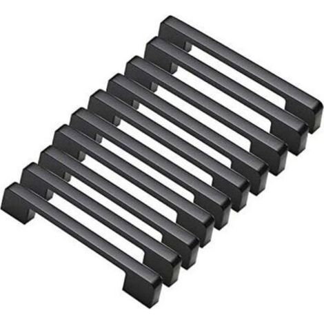 10 poignées de porte en alliage d'aluminium noir, poignées en forme de T, pour meubles de cuisine, entraxe de 160 mm (1/4)