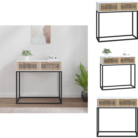Table console blanc 80x30x75 cm bois d'ingénierie et fer - Table Basse - Meuble Entrée - Table Console - Table Design - Mobilier Scandinave (1/5)