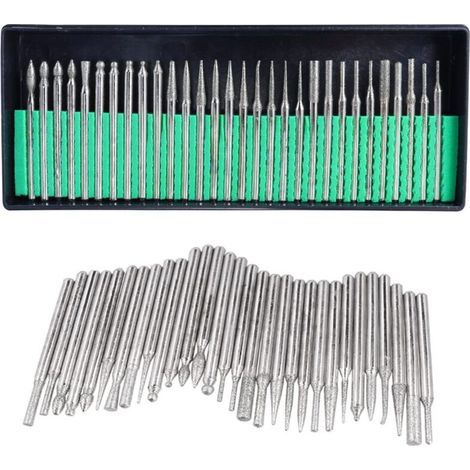 Set di 30 frese diamantate da 3 mm - Frese diamantate rotanti per levigatura, incisione e lucidatura di metallo e vetro (1/5)