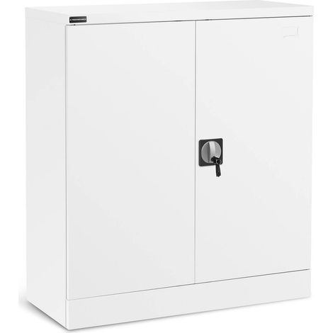 Armoire de bureau en acier blanc – Dimensions 91,5 x 40 x 102 cm – Capacité 80 kg – 2 étagères réglables en hauteur – Fromm & Starck (1/5)