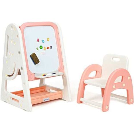 Chevalet d'art et bureau d'étude pour enfants avec chaise - orange (1/5)