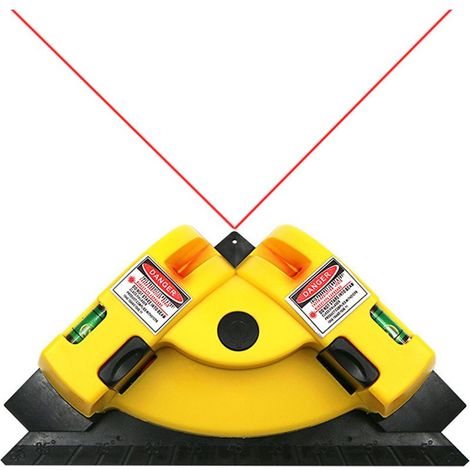 Niveau laser à projection à angle droit, boîtier plastique intégré, niveau laser infrarouge à ligne horizontale verticale, niveau de carrelage, mesureur d'angle laser, jaune (1/5)