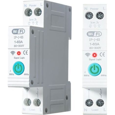 Disjoncteur WiFi DIN Rail Smart Energy Monitor Meter 1P 63A Disjoncteur Connecté WiFi Commutateur WiFi Intelligent Disjoncteur Domestique, Interrupteur Connecté par Tuya APP (1/5)