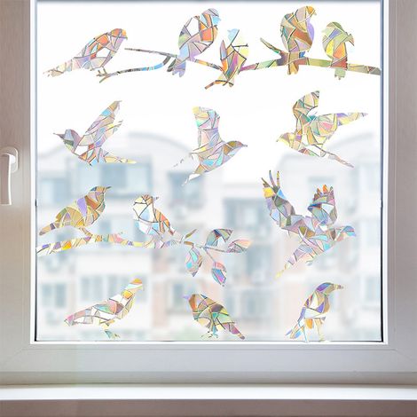 (20 Pièces) Autocollants Fenêtre Anti-Collision, Forme d'Oiseau, Décoration en verre pour éviter les coups d'oiseaux sur les portes et les fenêtres (1/5)