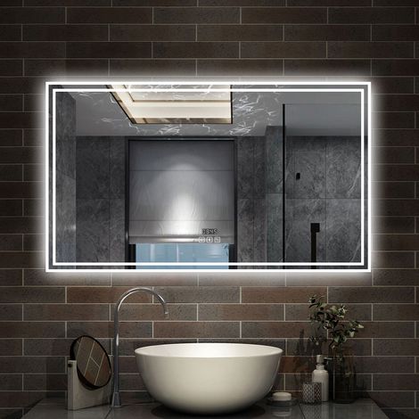 AICA - Specchio con led 160X80cm.Bluetooth + orologio + 3 Temperature di Colore + Antiappannamento (1/5)