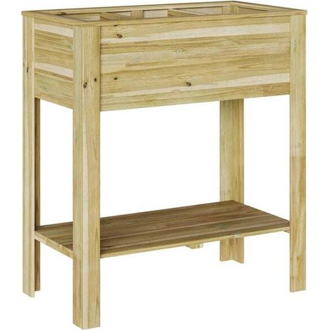 Grand jardin en bois de pin imprégné brun, 85,5 x 46,5 x 96 cm. (1/5)