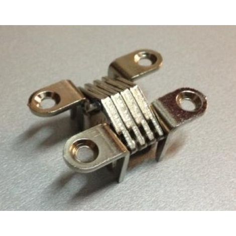 Cerniera a scomparsa invisibile incassata per mobili legno con apertura 180° dimensione disponibile: cerniera 503 nikelata 42,4 x 10 mm