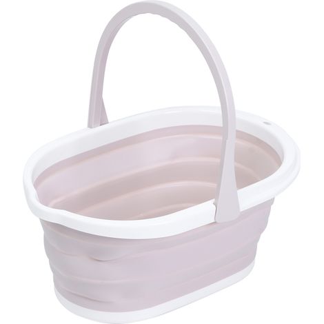 Seau à eau pliable ménager portable pour nettoyage de sol, usage salle de bain, rose clair