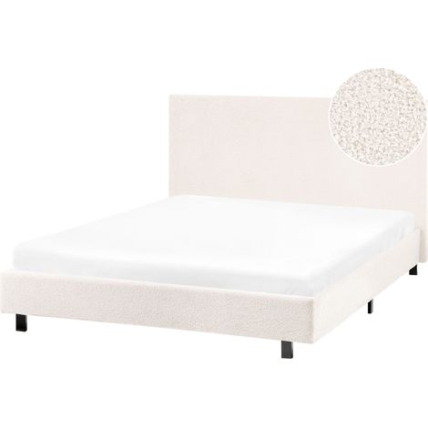 Bett mit Lattenrost Bouclé ALBI 120 x 200 cm Cremeweiß