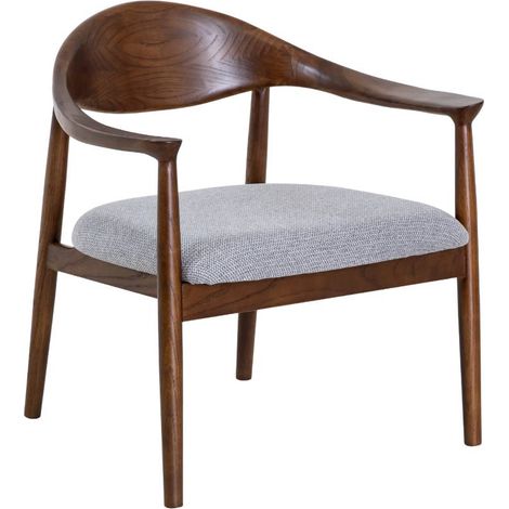 Fauteuil en bois d'orme et tissu gris Orphée (1/5)