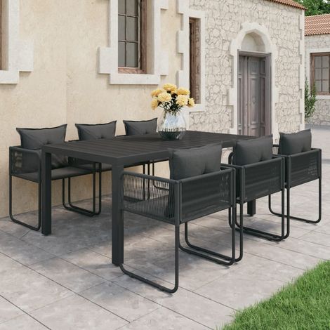 Salon de jardin 7 pcs PVC Résine tressée Noir (1/5)