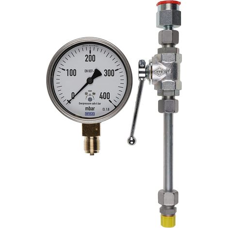 Manometer 0 bis 400 mbar mit Kugelhahn Ausf. A G 1/4 - 15133726092 von Weishaupt