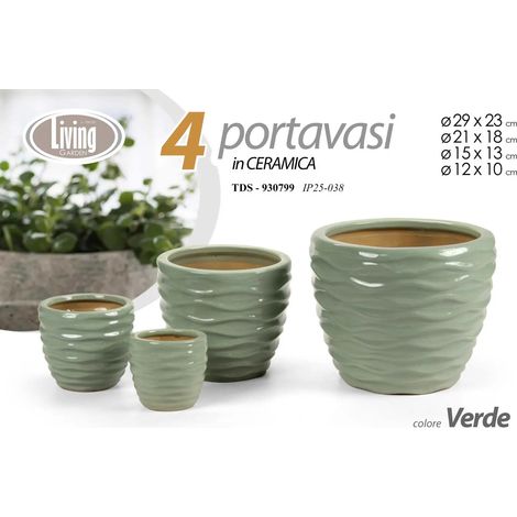 Set 4 cachepot verdi Ø29/21/15/12cm