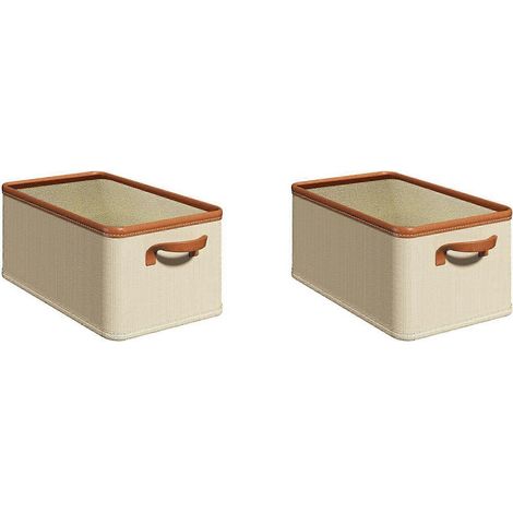 Set aus 2 Kleideraufbewahrungsboxen mit PU-Griffen, faltbarer Schubladenorganizer für optimale Organisation Ihrer Garderobe (18 l). (1/4)