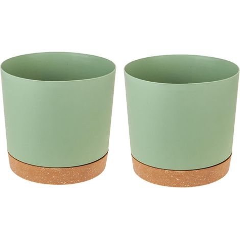 Lot de 2 Pots de Plantes 12 cm Pot de Fleur Plastique Pot Fleur avec Trous de Drainage et Base Amovible Pot Pot Fleur Vert Clair (1/5)