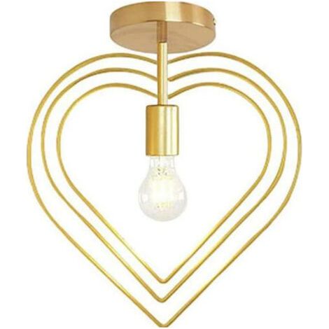 royaluxe- Plafonnier d'intérieur Simple Lustre Créatif en Forme de Cœur Plafonnier Moderne Abat-jour Rotatif Or (1/5)