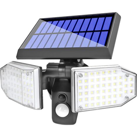 Wasserdichte Solar-Außenleuchte mit 100 LEDs und zwei Leuchtenköpfen, solarbetrieben, für Gartenbeleuchtung, Sicherheit und nächtliche Nutzung [Energieklasse A]