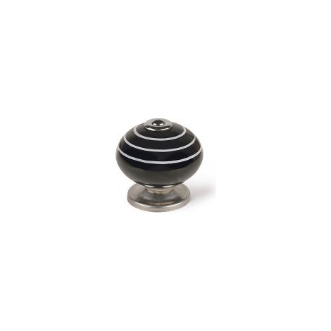 Pomo para Mueble  Estilo Decorativo  Fabricado en Porcelana - Acero  Acabado en Negro - Blanco  Medidas 404036 mm  Sistema de Fijación  Incluye Tornillos M4  4 Unidades -