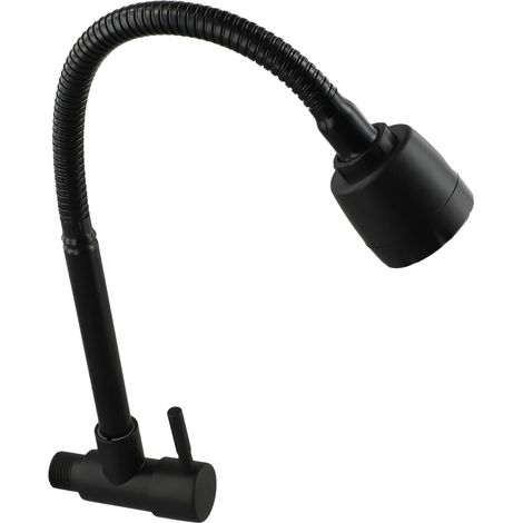 Robinet mural de lavabo, inox, noir, monocommande, eau froide (1/5)