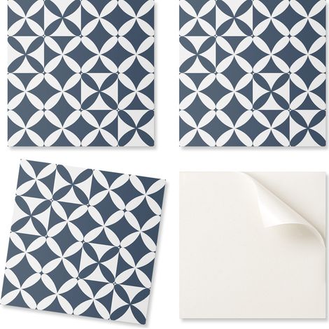 Azulejos de PVC con motivo decorativo f谩cil para comedor, estampado geom茅trico de flores, 4x50x50 cm.