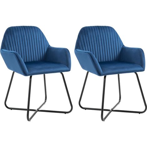 Esszimmerstühle 2 Stk. Blau Samt