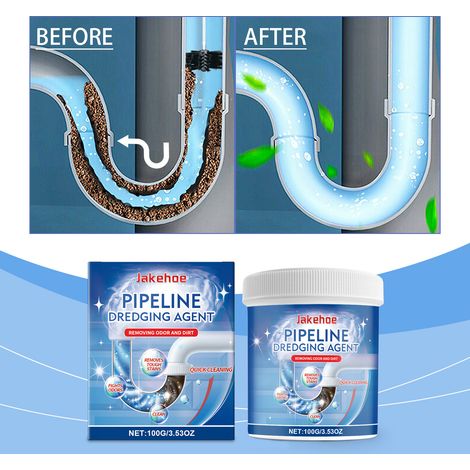 Abflussreinigerpulver zur Wartung, Reinigung, Auflösung und Fleckenentfernung, zur effektiven Reinigung und Reparatur von Abflussrohren – 100 g -- DE (1/5)