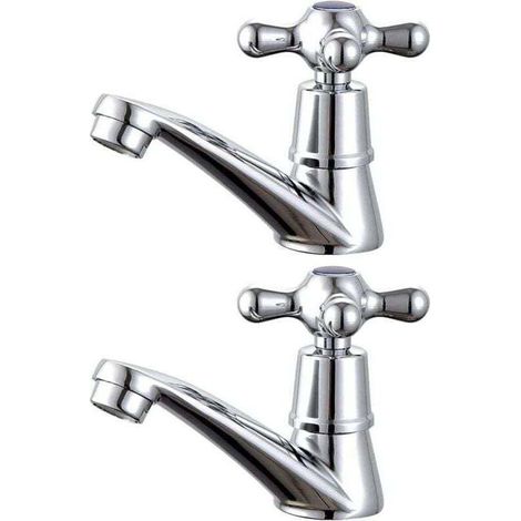 Robinet pour lavabo， 1 paire de robinets de, XU,lavabo chaud et froid pour lavabo de salle de bain - KZQ (1/4)