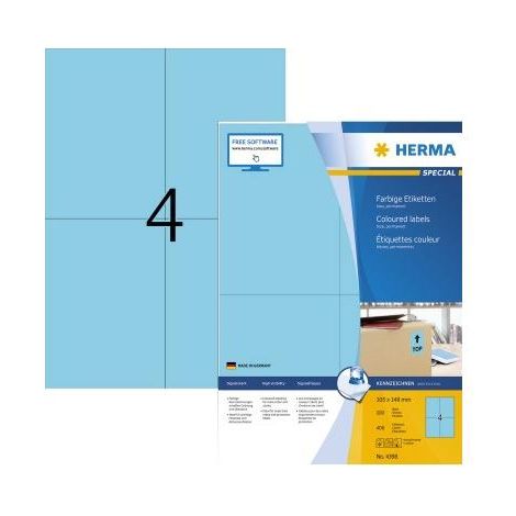 Herma farbige Etik. blau 105X148 100 Blatt DIN A4 400 Stück  4398 (1/5)