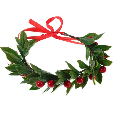 Couronne de Noël aux Baies Rouges en Plastique Léger pour Décoration de Mariage et Fêtes d'hiver (1/5)