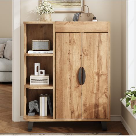 Mobile portascarpe stretto 80 x 32 x 99 cm con vani aperti, naturale HAVRYA (1/5)