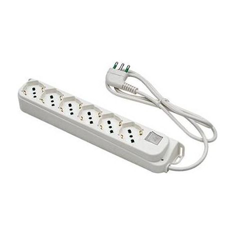 MULTIPRESA BIPASSO SCHUKO + INT.LUM RETAIL FME • BIANCO POSTI 6 2P+T 16A N°XMMQ 3X1,0 MT 1,5