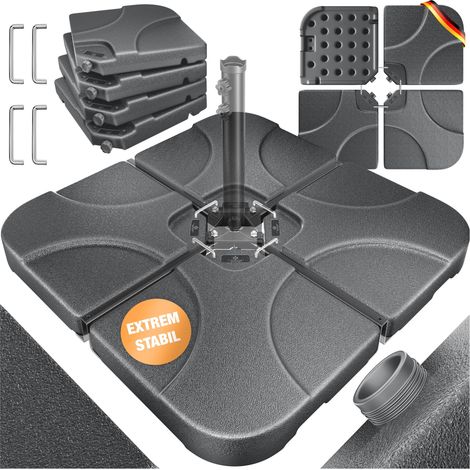 KESSER® Pied de parasol 4 pièces, 60L/80kg, pour parasol déporté - Anthracite (1/5)