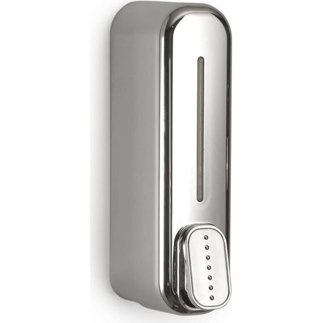 Distributeur de savon et gel désinfectant 350 ml, chromé, dimensions 22 x 6,3 x 9 cm, poids 0,205 kg