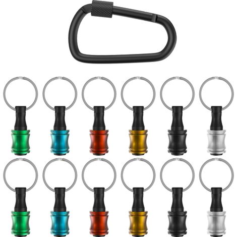 Porte-embouts 1/4" en alliage alu – 12 pièces – rallonge adaptateur de perçage, porte-clés, fermeture noire (1/5)
