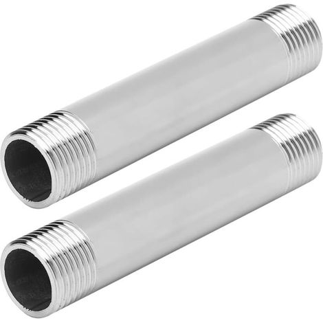 Nipples - Stainless Steel Pipe and Tube Fittings, 98 mm BSP, 3/4 inch Male Thread x Male Thread Pipe Fittings (2 Pack) (Size: 3/4 inch BSP)