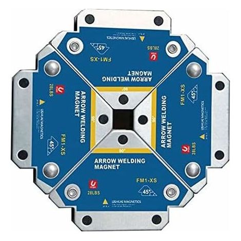 Aimant Soudure, 4 PCS Soudure Aimant Force de Maintien 12.5kg de Soudure Equerre de Support Positionneur Magnétique 45 ° 90 ° 135° Outils de Localisation Auxiliaires Multi-Angles - FM1-XS