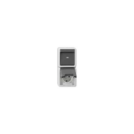 GIRA 417630 KOMBINATION WIPPSCHALTER/SCHUKO-STECKDOSE 16 A 250 V SENKRECHT MIT KLAPPDECKEL UNIVERSAL-AUS-WECHSELSCHALTER, GRAU