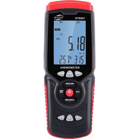 Anemometro, misuratore di velocità del vento, temperatura, misurazione della velocità dell'aria (1/5)