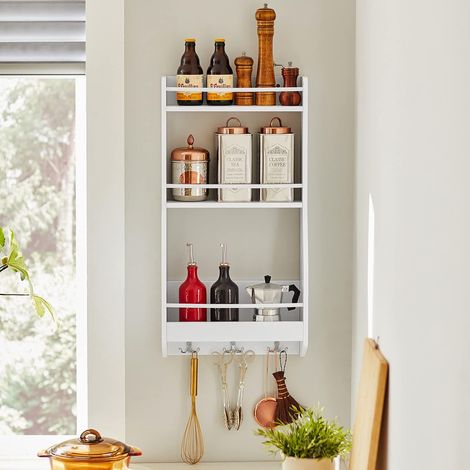 SoBuy KCR12-W Wandregal Hängeregal Badregal Gewürzregal Küchenregal Wand weiß BHT ca.: 38x75x17cm
