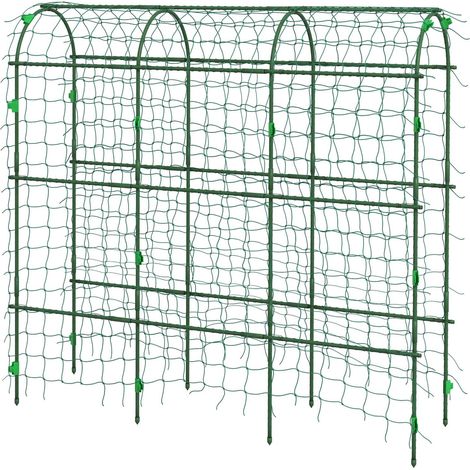 Rankgitter Rankhilfe für Kletterpflanzen verstellbares Spalier Pflanzengitter mit Netz Pflanzengerüst Stahl Grün 43 x 182 x 183 cm für Garten Balkon