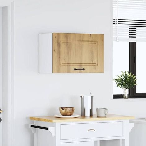 Armoire Murale de Cuisine en Chêne Massif, Meuble Rangement Suspendu Design Moderne, Placard Mural pour Cuisine et Salle de Bain (1/5)