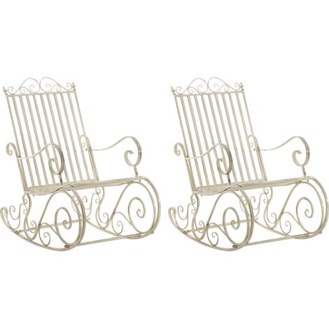Set de 2 Mecedoras de hierro Smilla Crema antiguo