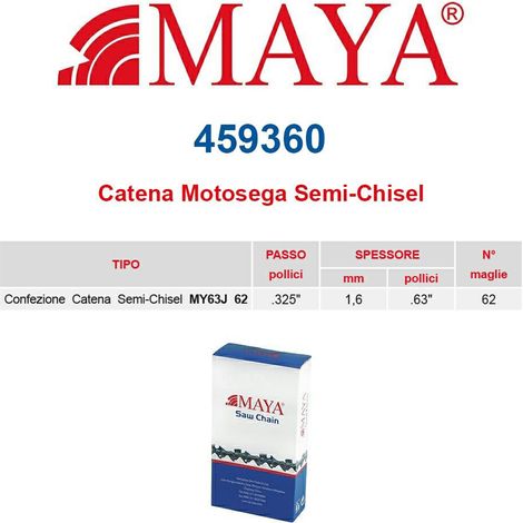Catena confezionata .325&quot 1.6 mm - .063&quot 62 maglie senza antirimbalzo profilo Semi tondo - 459360