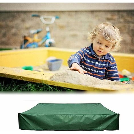 Bâche bac à Sable,Couverture de Bac à Sable ,Bâche de Protection Carrée,Oxford étanche et Anti-Poussière,avec Cordon de Serrage,pour Bac à Sable, Piscine, Jardin ou Ferme.Vert 150150 cm (1/4)